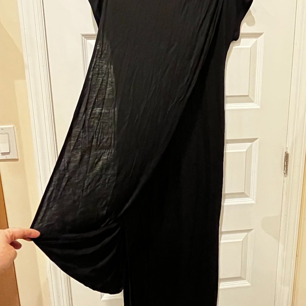 COS black cotton dress with draped "cape" - Picture 3 of 4